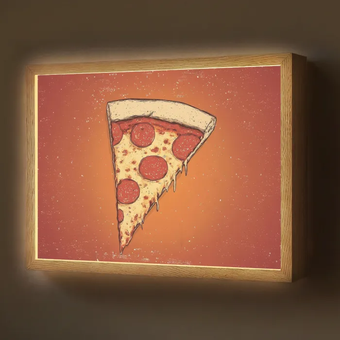 Pizza - Kaas - Rood - Pepperoni Light Box met batterij (Wandlamp) middel -z3d_website