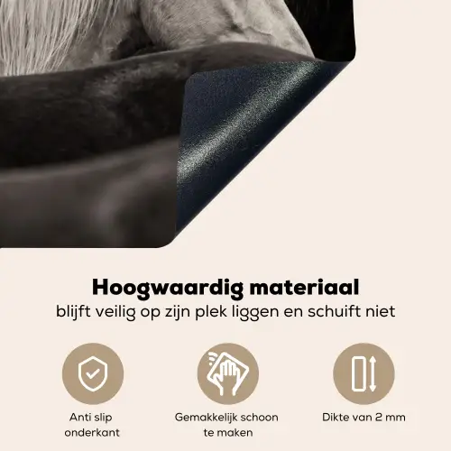 Paarden - Zwart - Wit - Kudde Inductie beschemer met haakjes klein -ky-onderkant-nl