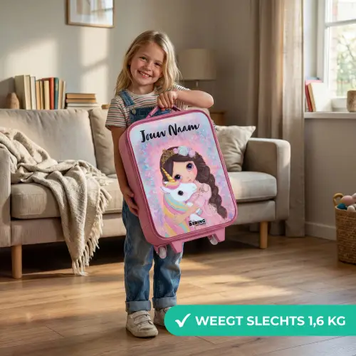 Meisje - Eenhoorn - Glitter Kinderkoffer - Roze klein -sfeer2_NL