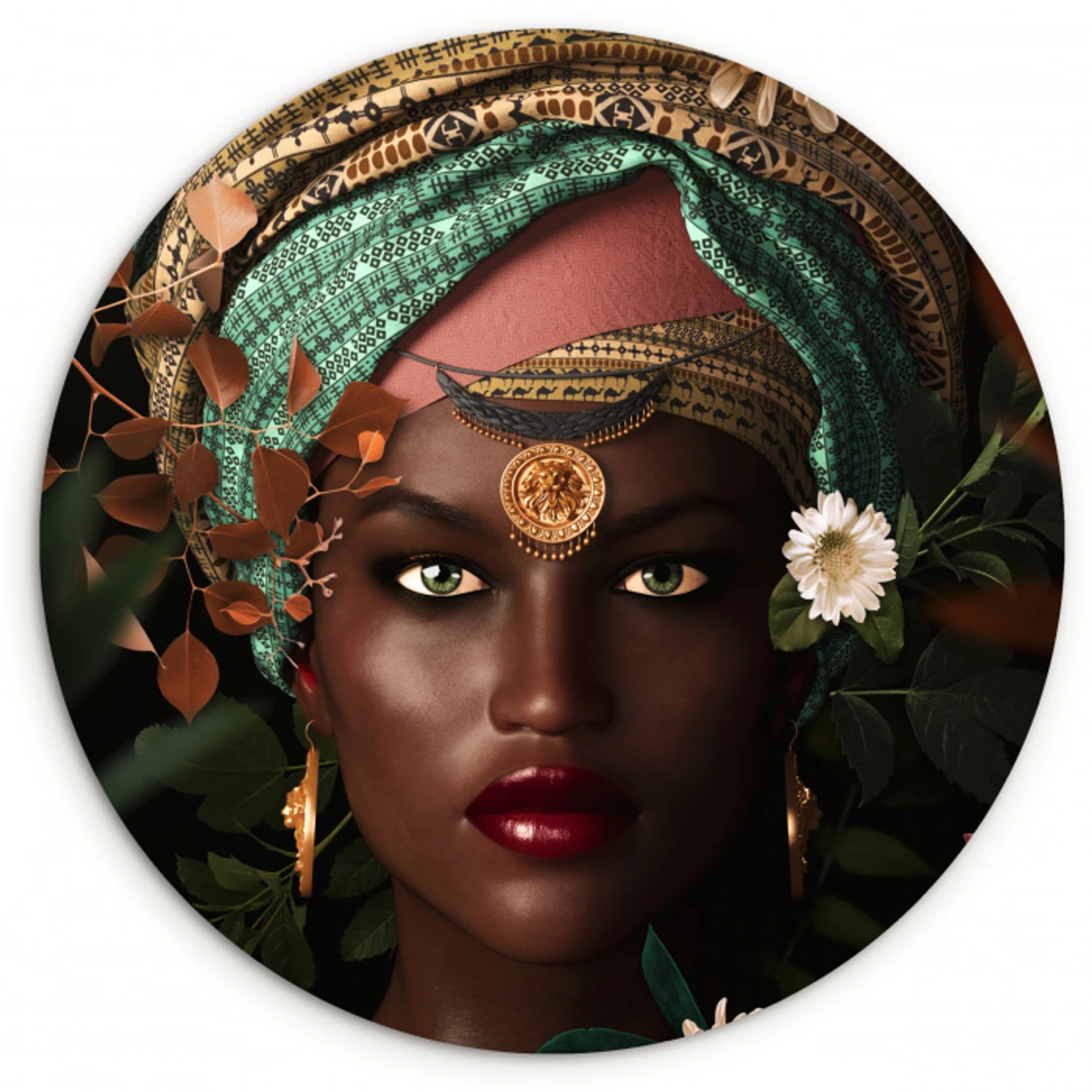 Vrouw - Bloemen - Vlinders - Planten - Sieraden - Luxe Wandcirkel kunststof plaat 5mm dik klein -3d