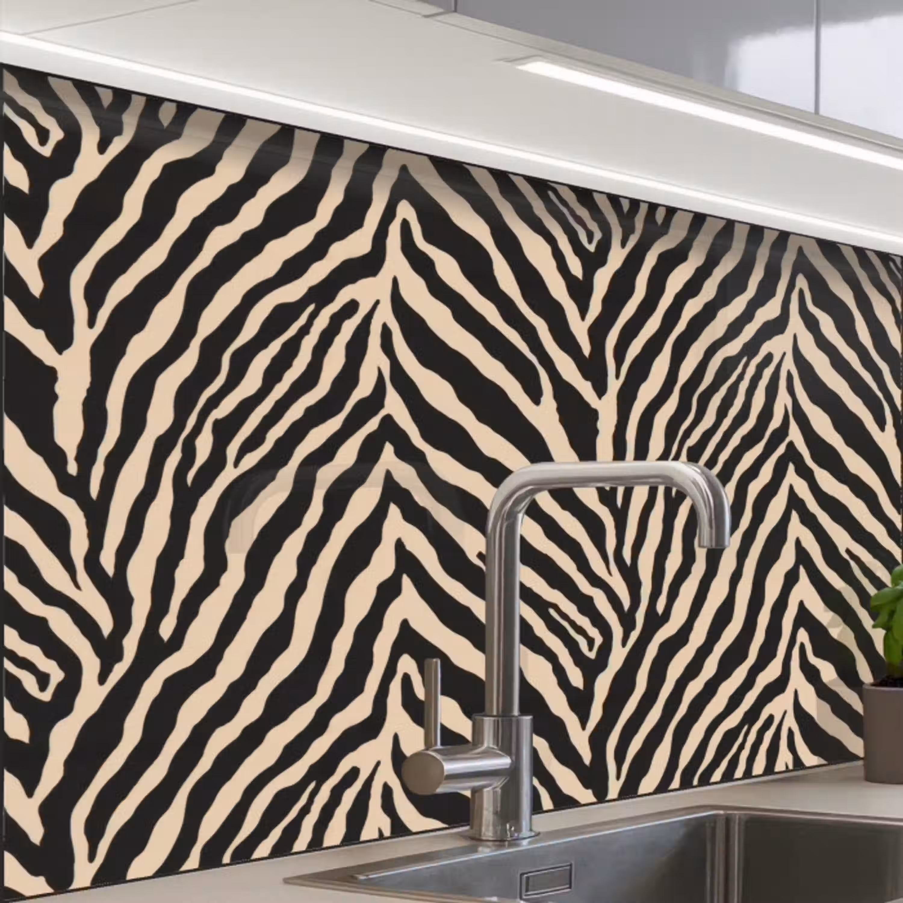 Zebra - Klassiek - Zwart keuken achterwand 2 middel 865 -zzzz3d_schuin