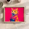 Kat - Kimono - Bloemen - Roze Dienblad Rechthoek middel -USP_Formaat
