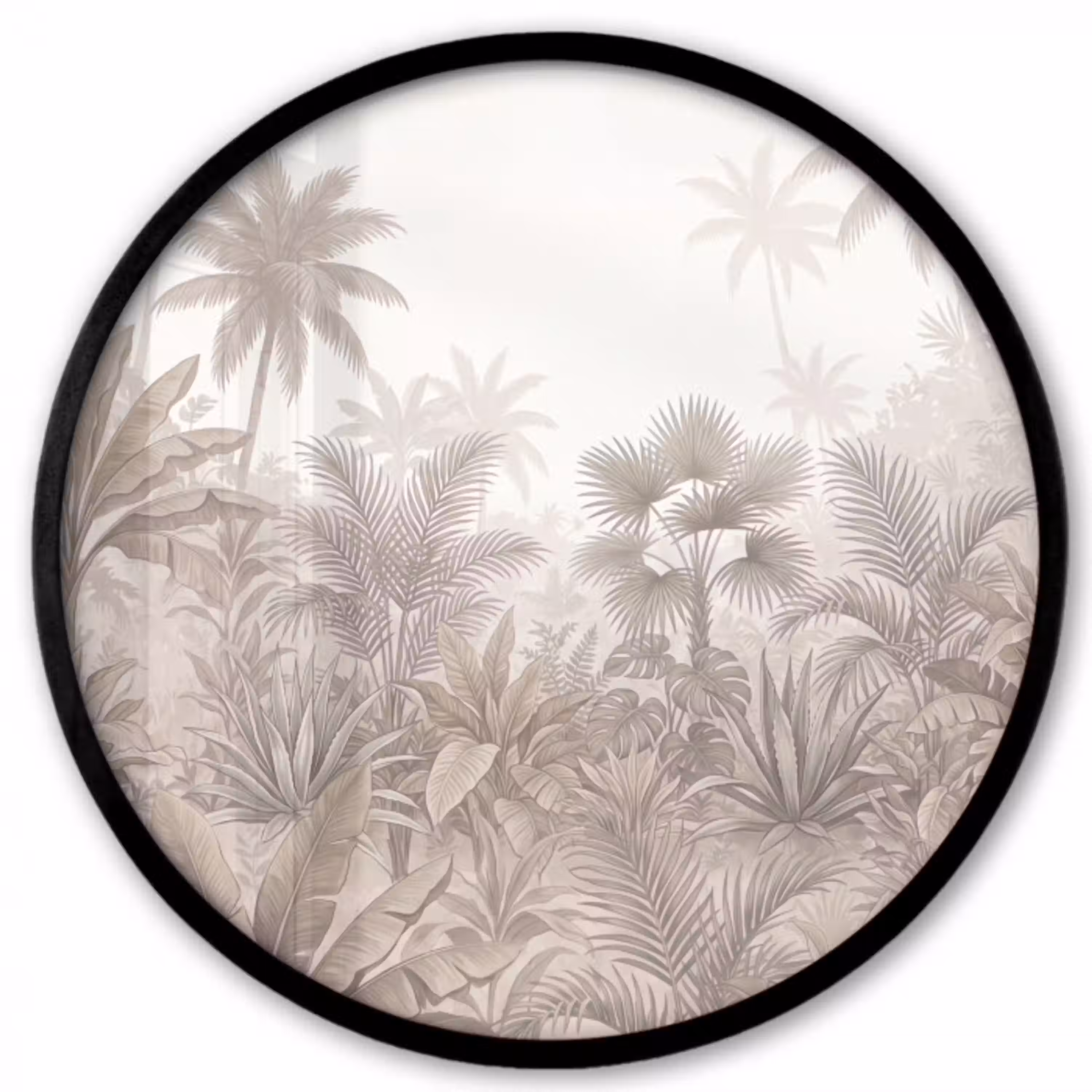 Jungle - Tropisch - Natuur -Vintage - Beige Fotolijst rond zonder passe partout klein -3d