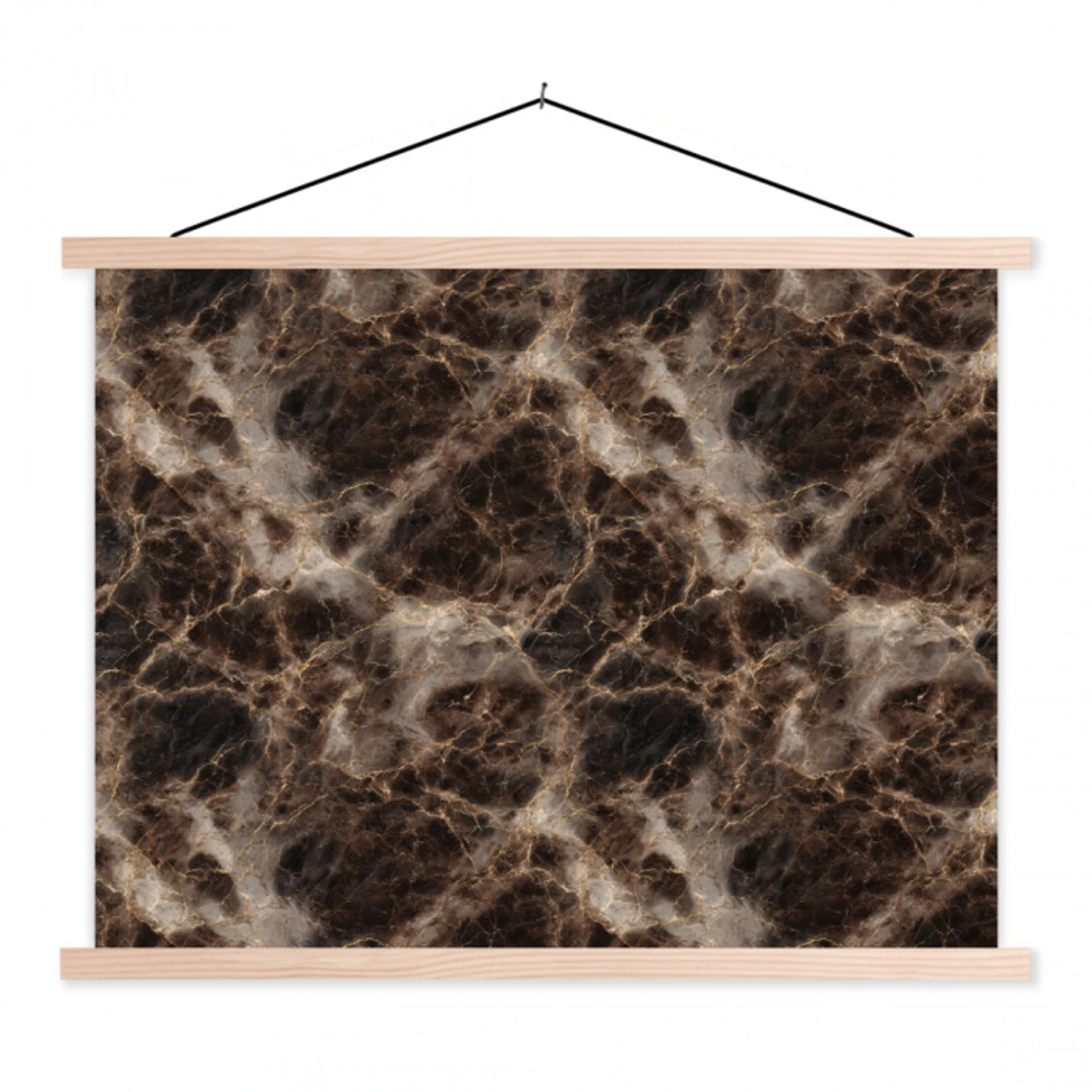Bruin - Goud - Marmer textielposter latten blank klein 122 -3d