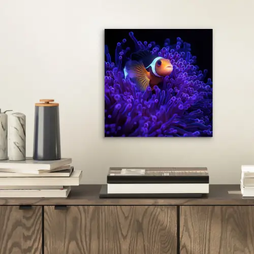 Koraal - Vis - Oranje - Zee aluminium wit klein -sfeer1