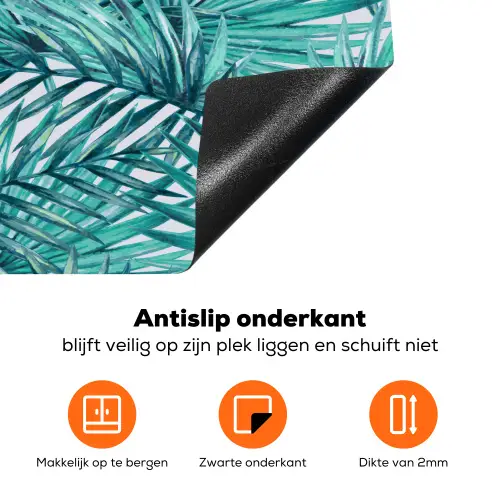 Bladeren - Ijsblauw - Wit Inductie beschermer vinyl 3mm klein 276 -zzzzzzz-td-onderkant