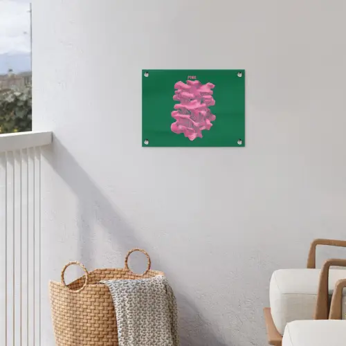 Abstract - Pink - Lijnen - Groen tuinposter los doek klein -sfeer8
