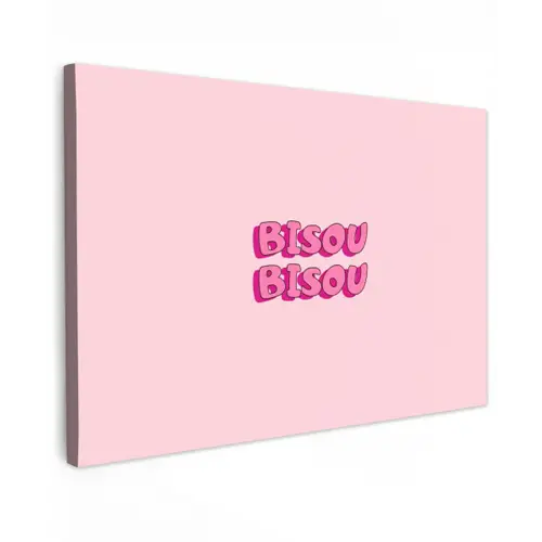 Bisou - Roze - Schaduw Tuinposter op houten frame 2 cm dik klein -3d