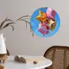 Ballonnen - Goud - Stervorm - Roze Wandcirkel behangsticker klein -sfeer3