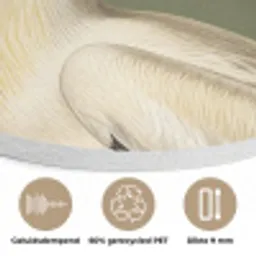 Pelikaan - Wit - Vogel - Klassiek - Natuur Akoestische PET Vilt - Rond klein -closeup_NL
