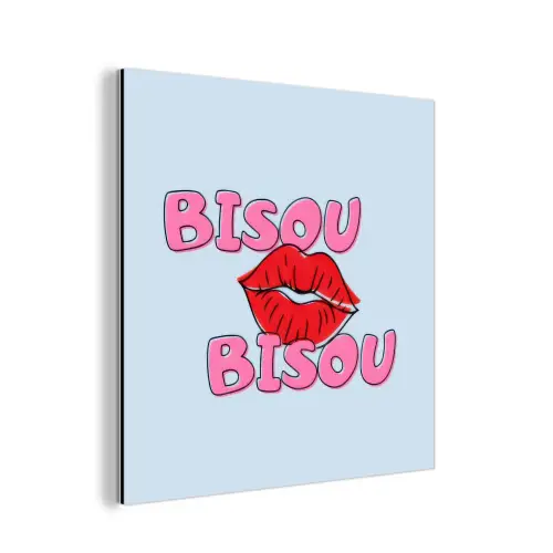 Bisou - Blauw - Roze - Lippen aluminium wit klein -3d
