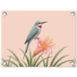 Vogel - Bloem - Natuur - Roze tuinposter los doek klein -3d