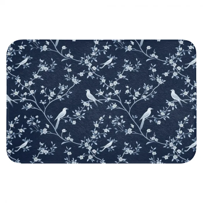 Grafisch - Bloesemtak - Blauw Badmat klein 997 -3d