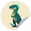 Dinosaurus - Turquoise - Stekels Wandcirkel behangsticker klein -3d