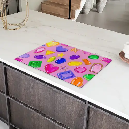 Edelstenen - Vormen - Hartje - Kleurrijk Inductie beschermer vinyl 3mm klein -sfeer8