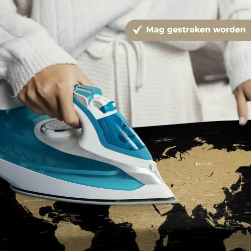 Wereldkaart - Beige - Zwart Wandkleed katoen klein -sfeer9