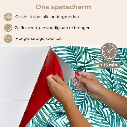 Palmbladeren - Sierlijk - Blauw - Groen keuken achterwand spatscherm klein 900 -spatscherm_NL