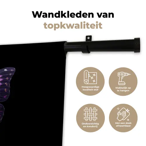 Vlinder - Paars - Levendig Wandkleed katoen klein -sfeer2