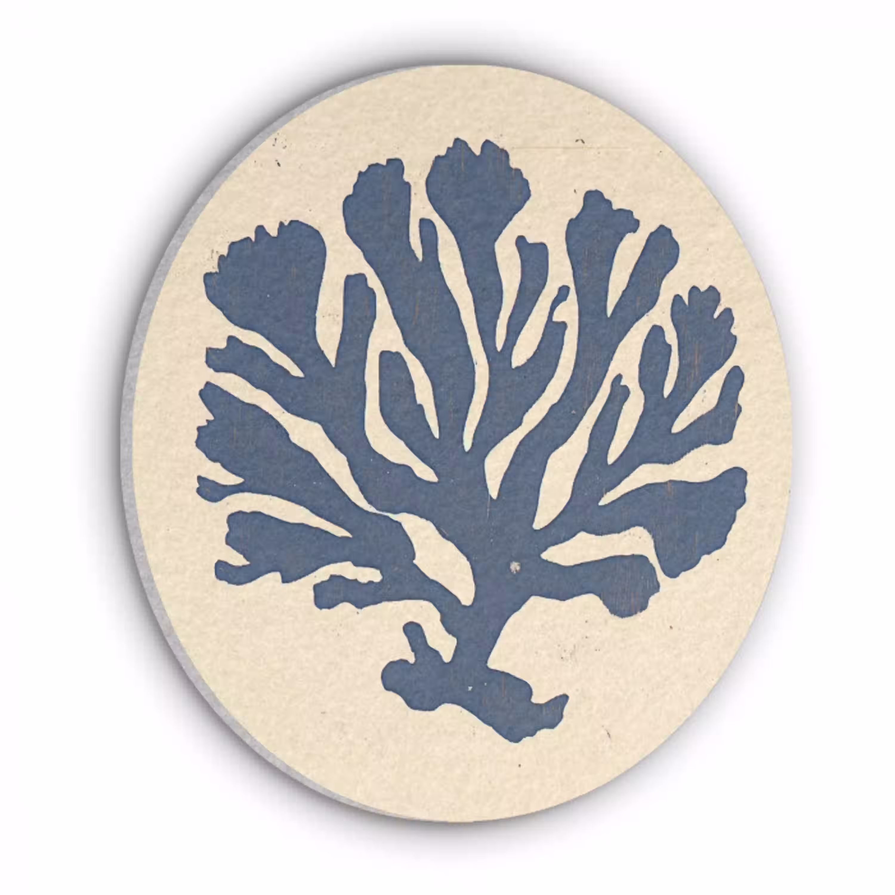 Blauw koraal - Vertakkingen - Beige Akoestische PET Vilt - Rond klein -3d