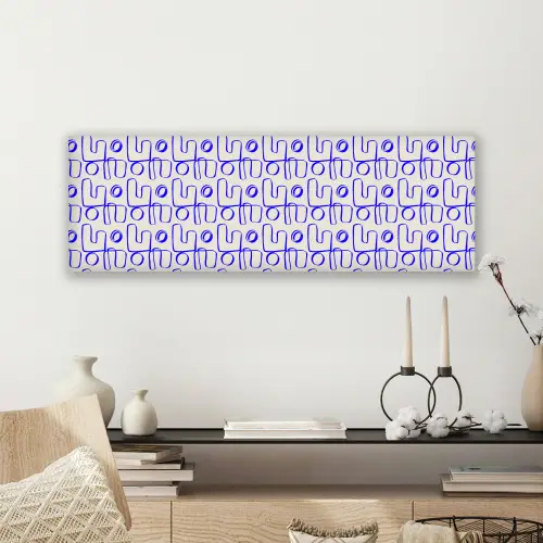 Blauw - Patroon - Beige - Abstract canvas 2cm klein 828 -sfeer6