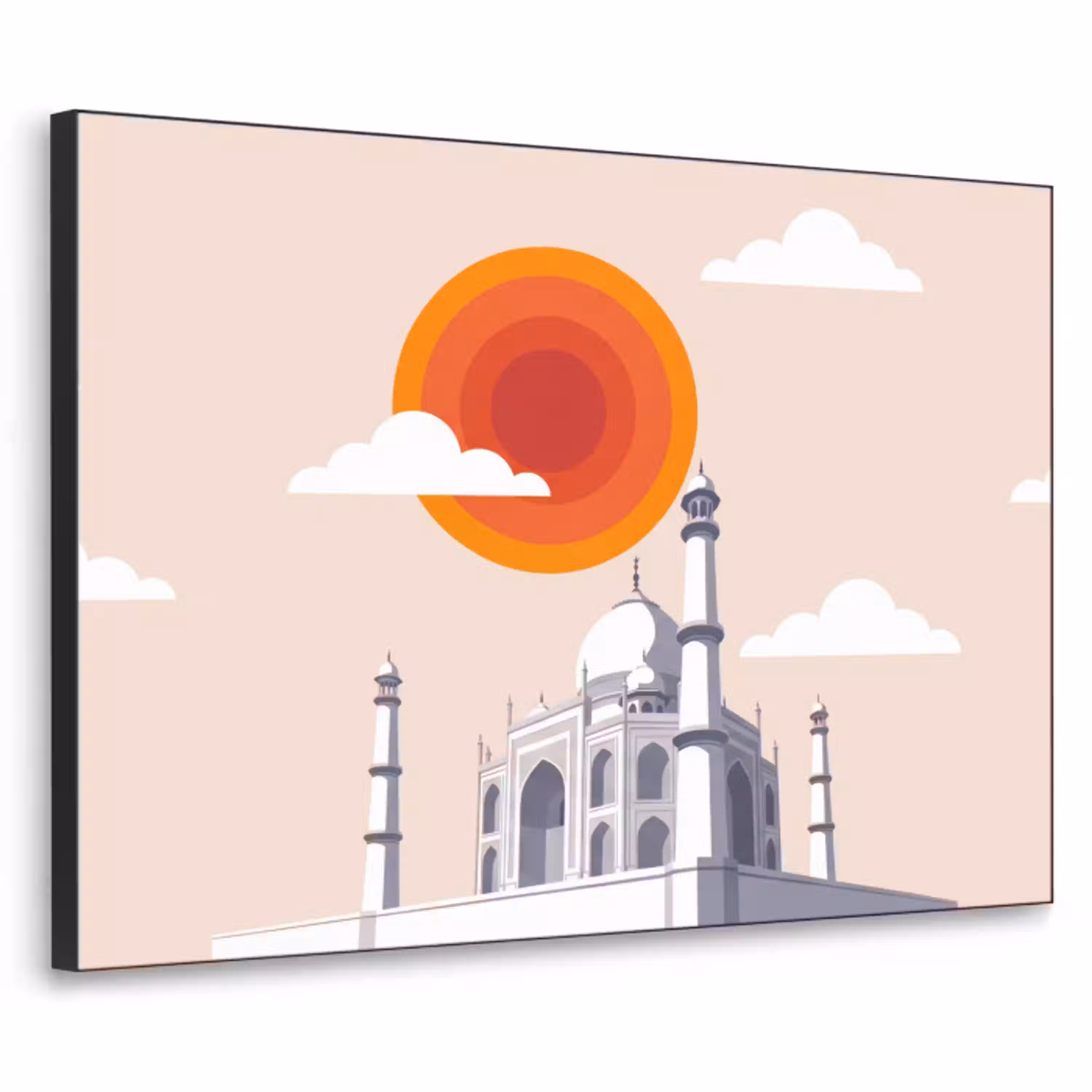 Taj Mahal - Zon - Koepel - Architectuur - India - Grafisch Textielframe zwart klein -3d