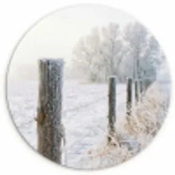 Hek - Sneeuw - Mist - Platteland - Nostalgisch Wandcirkel kunststof plaat 5mm dik klein -3d