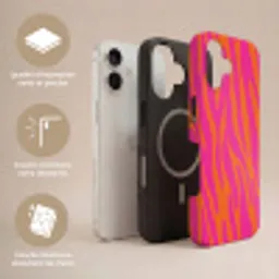 Zebraprint - Roze - Oranje - Dierenprint Toughcase MagSafe Apple iPhone 17 klein -USP_Lagen_FR