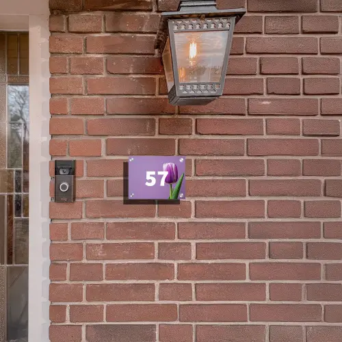 Paarse tulp - Traditioneel Naambord Rechthoek middel -sfeer7-rechthoek-S