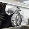 Vissen - Chef - Zwart - Wit keuken achterwand 2 middel -zzzz3d_schuin