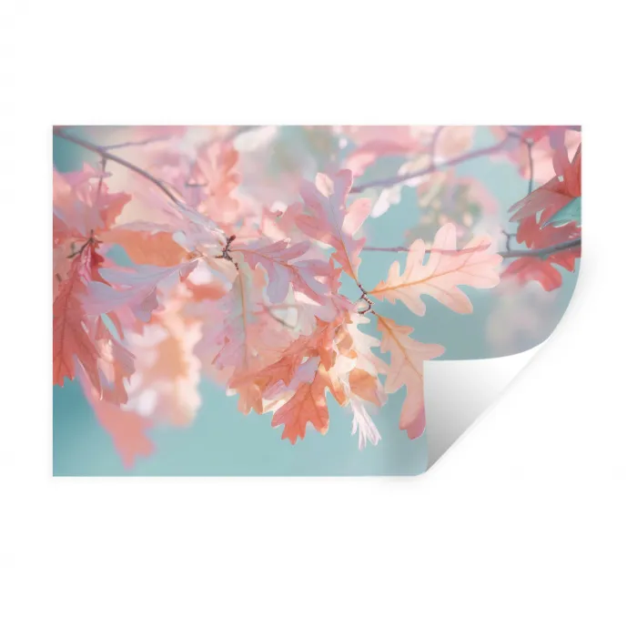 Eikenbladeren - Takken - Roze Muursticker klein -3d