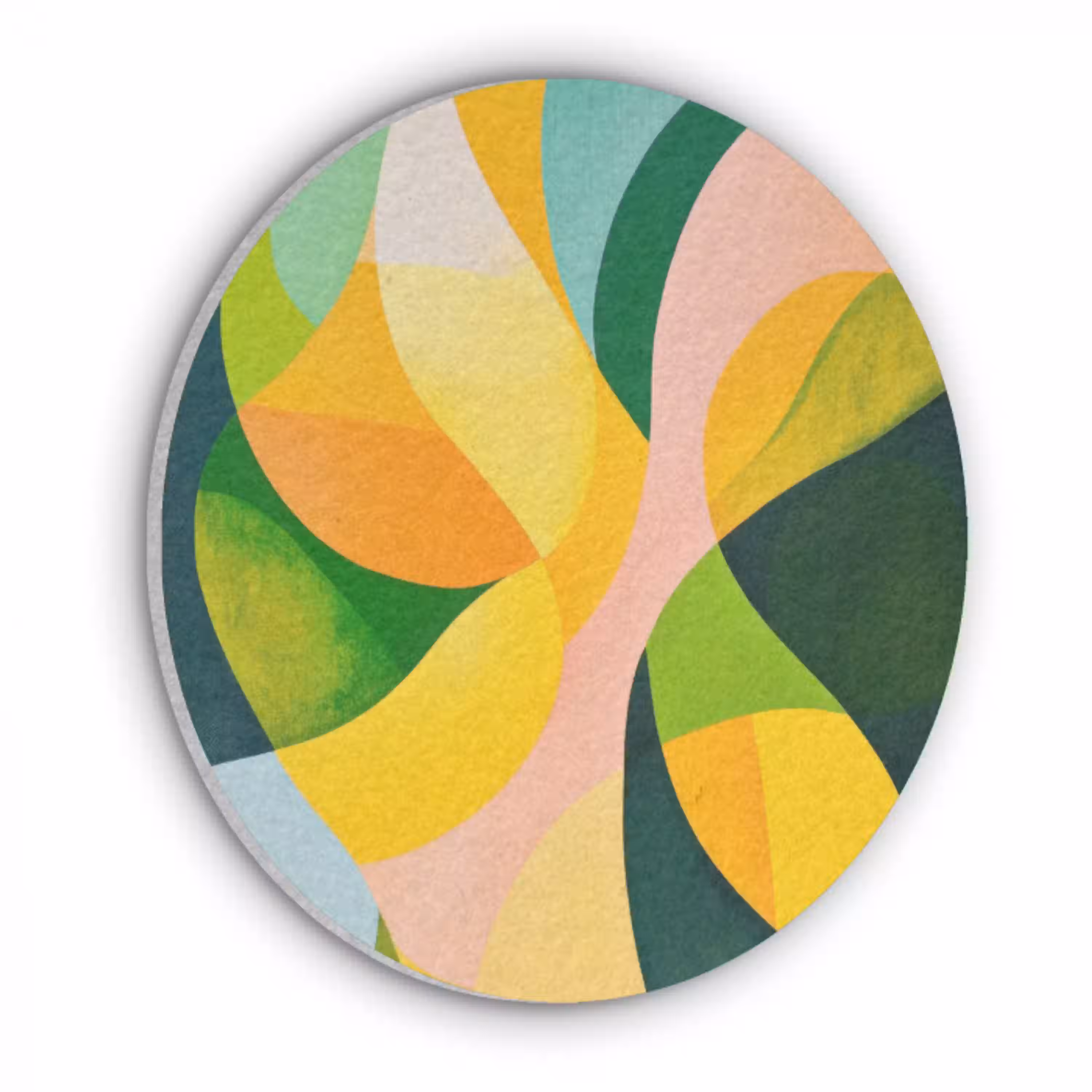 Abstract - Geel - Roze - Groen Akoestische PET Vilt - Rond klein -3d