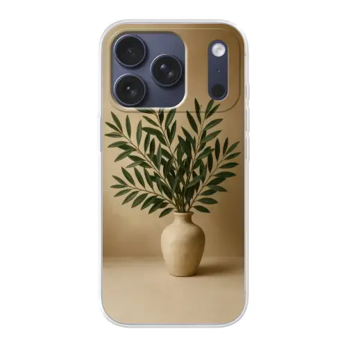 Vaas - Olijftakken - Bladeren - Beige Telefoonhoesje iPhone 17 Pro klein -3d
