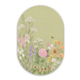 Botanisch - Bloemen - Kleurrijk Wandcirkel Ovaal Forex klein -3d