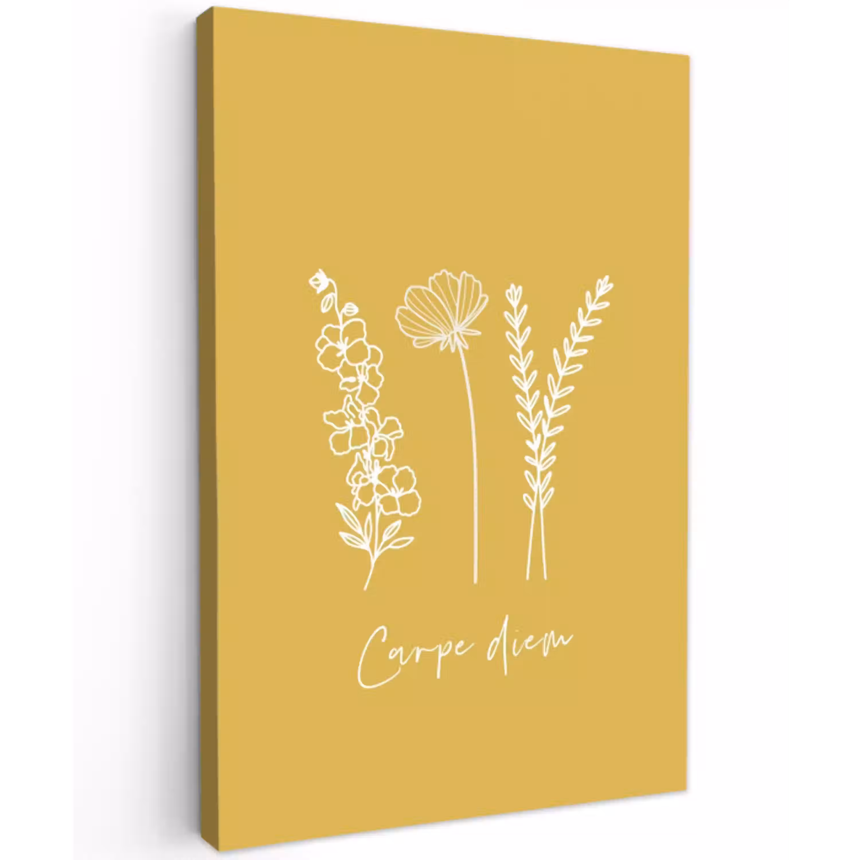 Carpe Diem met Bloemen Tuinposter op houten frame 2 cm dik klein -3d