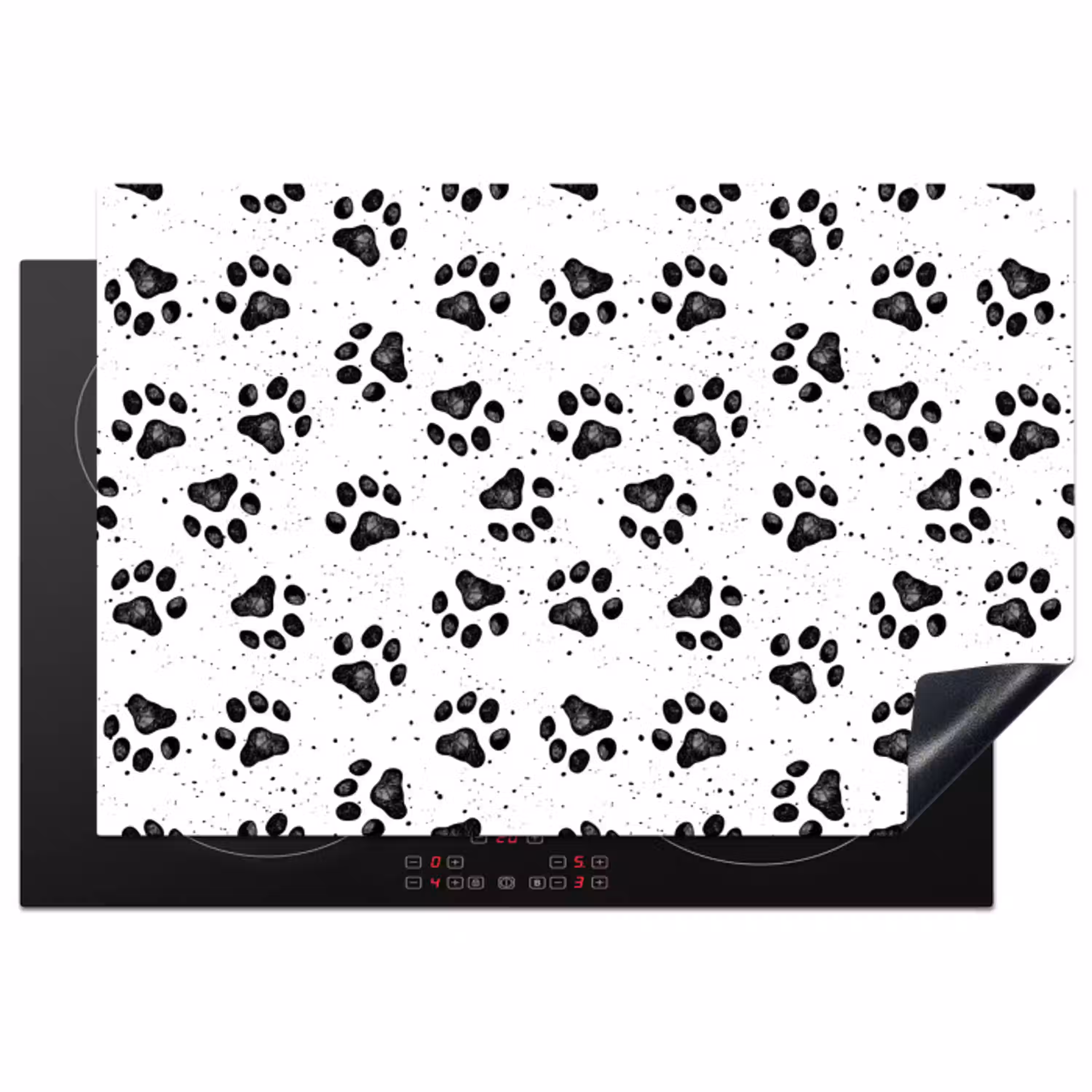 Paw - Pattern -Black Inductie beschermer vinyl 3mm klein 276 -3d
