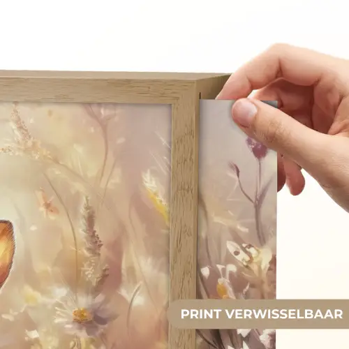 Konijntje - Bruin - Bloemen - Vlinders Light Box met batterij (Wandlamp kind) middel -USP_websiteprintNL
