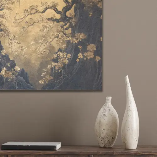 Bloemen - Takken - Goud - Sierlijk PET vilt klein -sfeer6_closeup