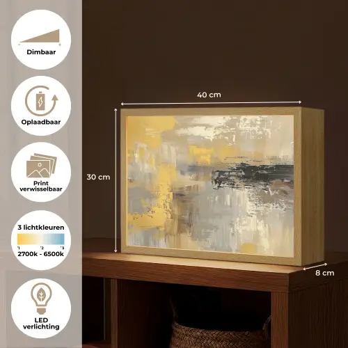 Abstract - Geel - Modern - Beige Light Box met batterij (Wandlamp) middel -USP_websiteoverzichtNL