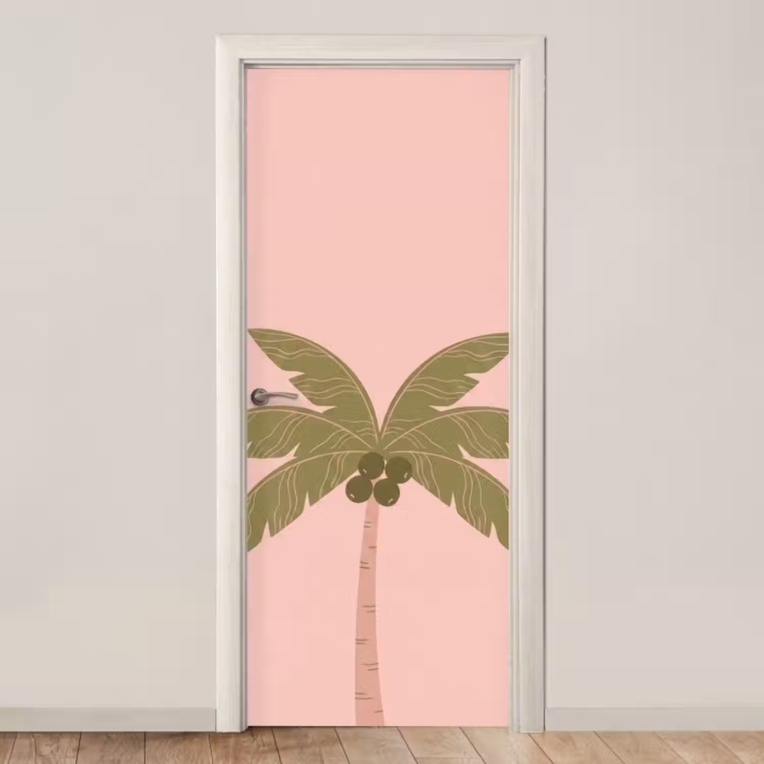 Deursticker - Boom - Palm - Natuur - Illustratie - Roze