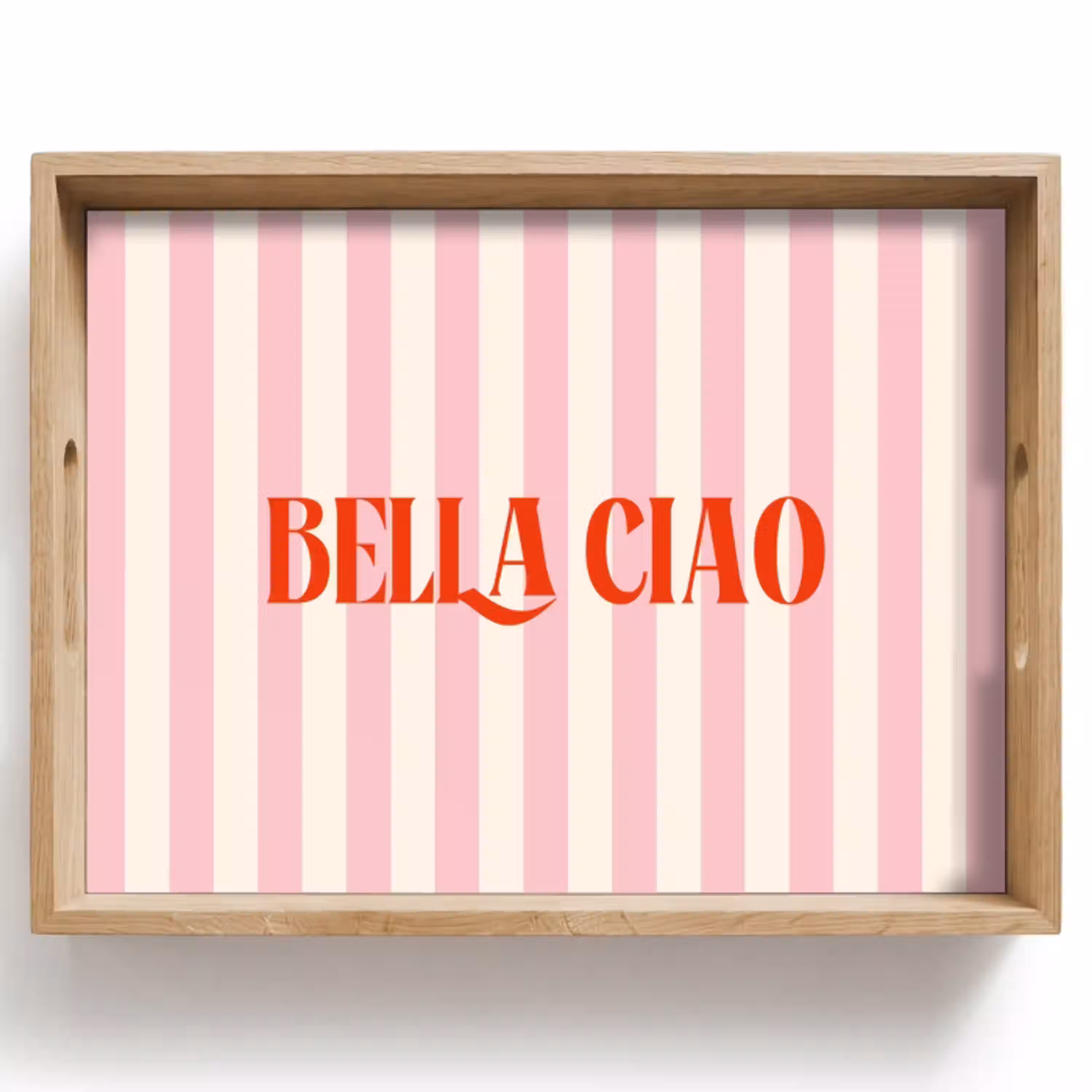 Zachtroze - Rood - Strepen - Bella Ciao Dienblad Rechthoek middel -z3d_shopping