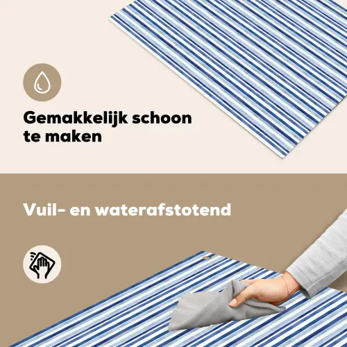 Frans - Citroen - Strepen - Blauw Inductie beschemer met haakjes klein 777 -ky-schoon-nl