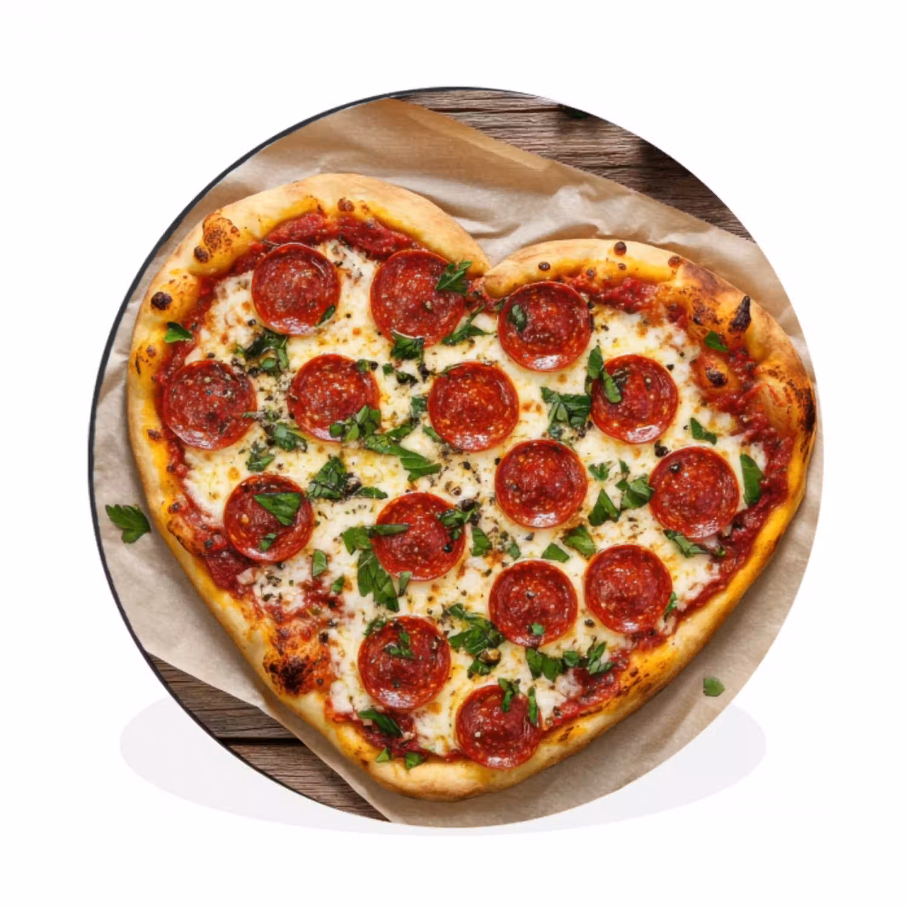 Pizza - Hart - Pepperoni - Tomaat Wandcirkel aluminium klein -3d