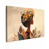 Vrouw - Krullen - Bloemen - Beige canvas 2cm klein -z3d