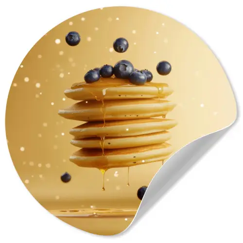 Pannenkoeken - Eten - Honing - Geel Wandcirkel behangsticker klein -3d