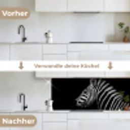 Zebra - Dier - Zwart keuken achterwand 2 middel -voor-na_DE