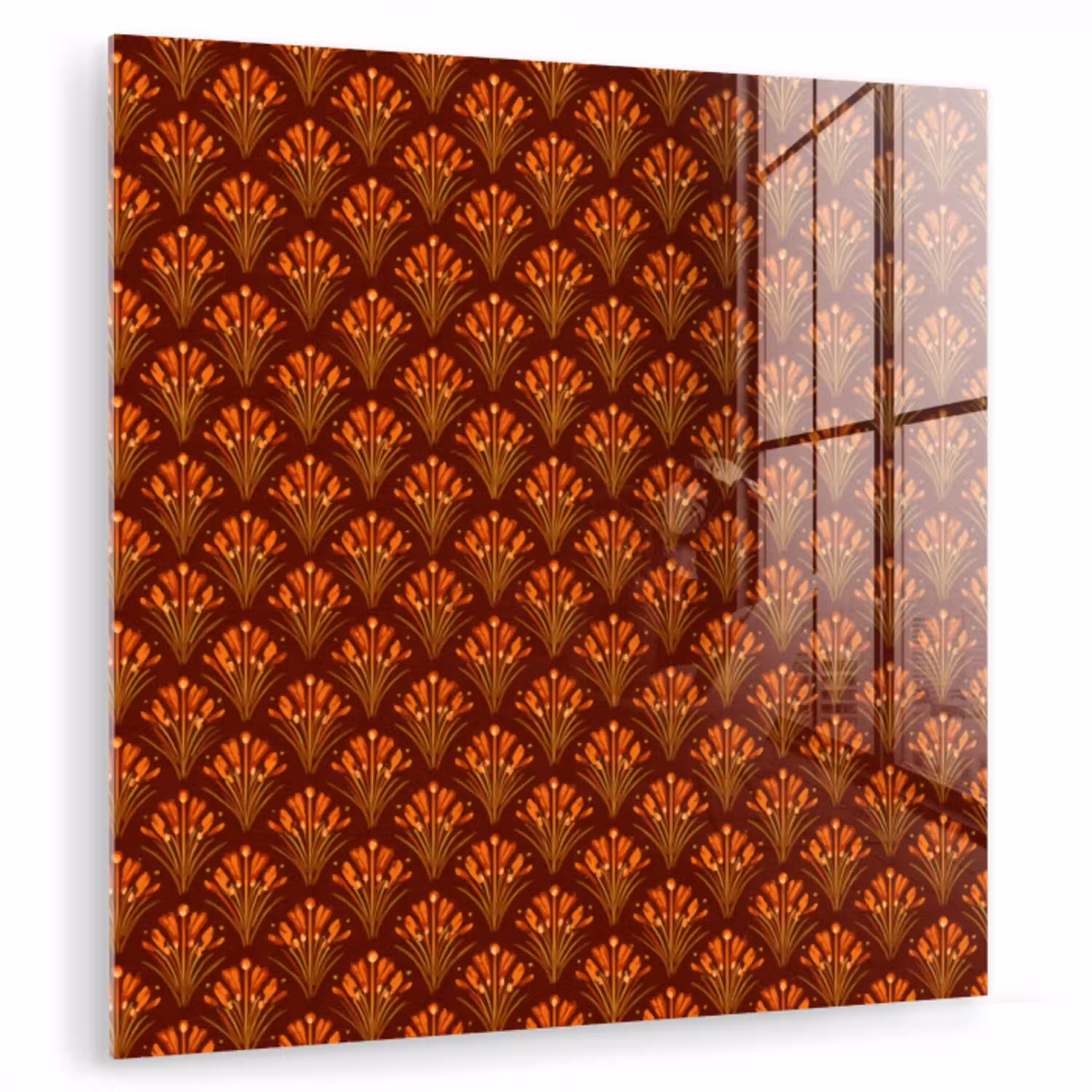 Waaiers - Art Deco - Botanisch - Roestbruin - Oranje plexiglas 5mm klein 11 -zzzproduct_nieuw
