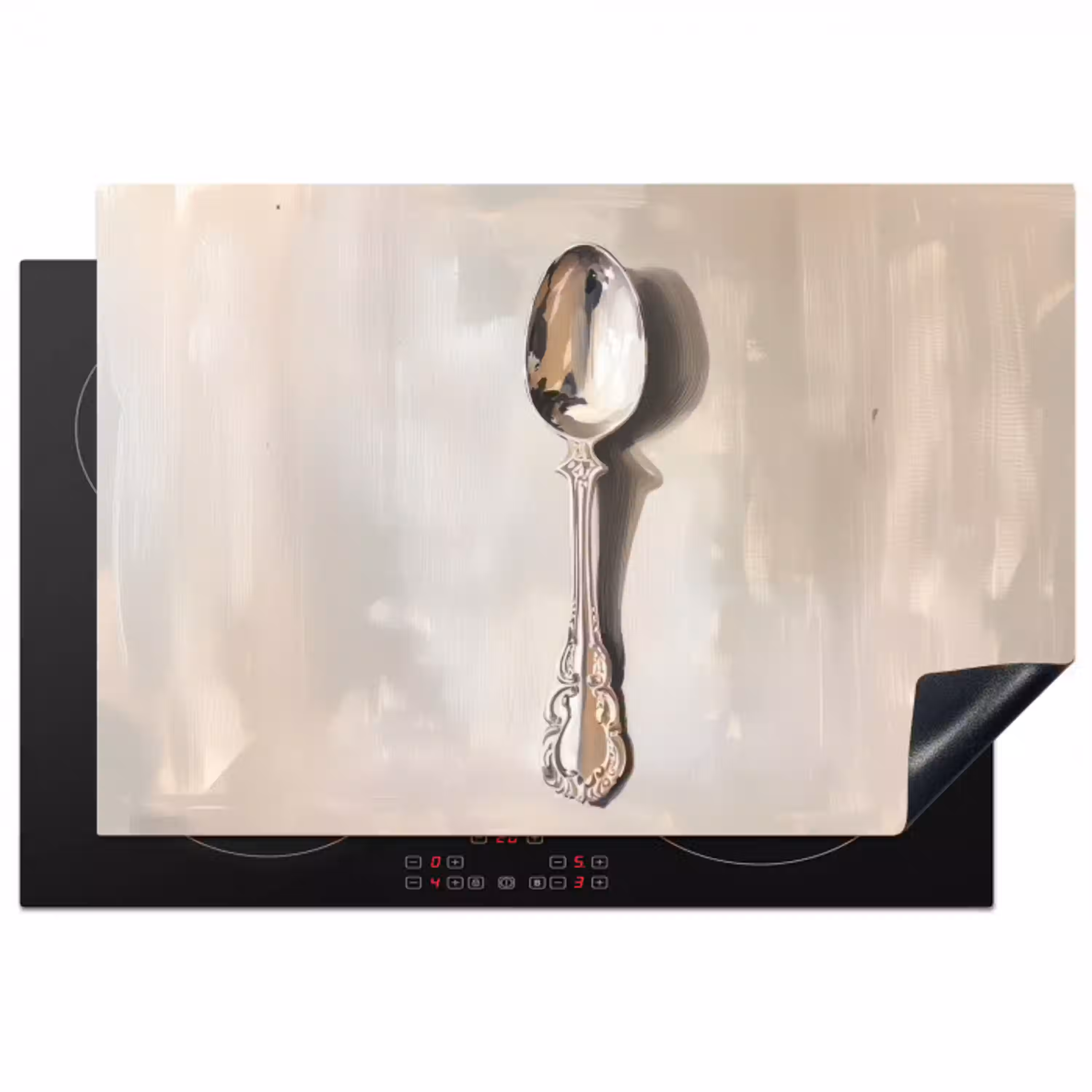 Lepel - Verf - Zilver Inductie beschermer vinyl 3mm klein -3d