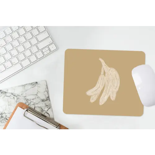 Bananen - Beige - Lijntekening - Minimalistisch muismat rubber klein -witbureau