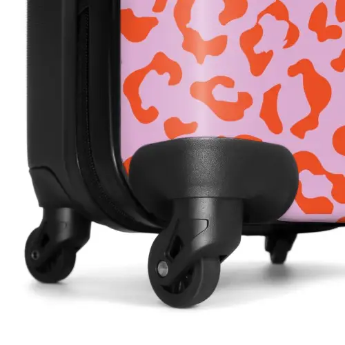 Dierenprints - Panterprint koffer in oranje en lichtroze NBS - Handbagage koffer - Kinderen Unisex middel -wiel