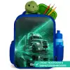 Vrachtwagen - Neon - Groen - Stad Kinderrugzak - Blauw middel -inhoud_NL